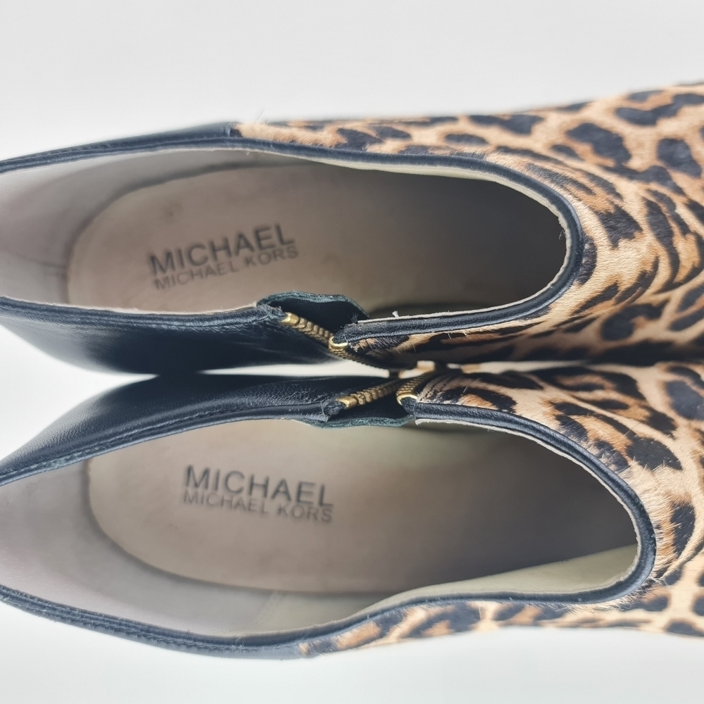 Michael Kors Leopard Print Haircalf Ankle Boots Size 9.5M Leather - Picture 9 of 14